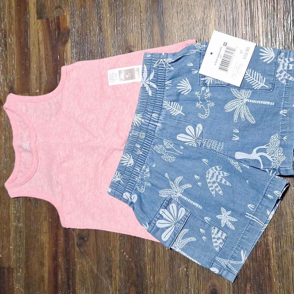 Falls Creek Kids Pink Top & Denim Shorts Set